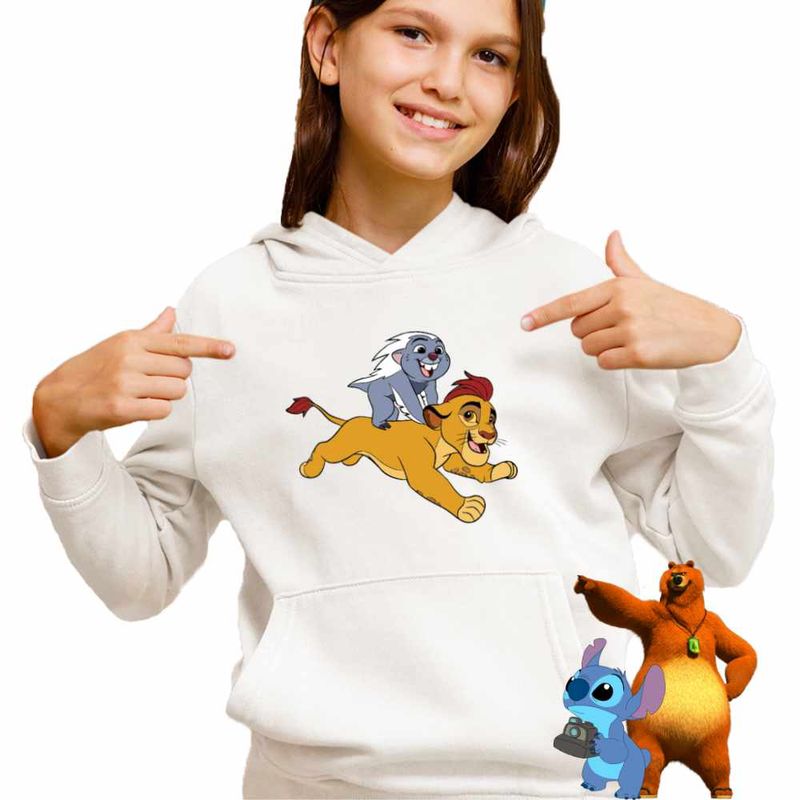 Fashion, accesorii si bijuterii - Copii - Imbracaminte copii - Pulovere si hanorace copii - Hanorac Copii Fete Kion Bunga Garda Felina, alb, marime XS Copii - Infinity.ro