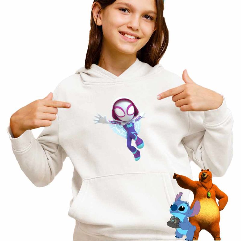 Fashion, accesorii si bijuterii - Copii - Imbracaminte copii - Pulovere si hanorace copii - Hanorac Copii Fete Fantoma Paianjen Ghost Spider, alb, marime S Copii - Infinity.ro