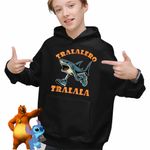 Fashion, accesorii si bijuterii - Copii - Imbracaminte copii - Pulovere si hanorace copii - Hanorac Copii Baieti Tralalero Tralala Italian Meme Brainrot Brain Rot, negru, marime L Copii - Infinity.ro