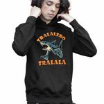 Fashion, accesorii si bijuterii - Copii - Imbracaminte copii - Pulovere si hanorace copii - Hanorac Copii Baieti Tralalero Tralala Italian Meme Brainrot Brain Rot, negru, marime L Copii - Infinity.ro
