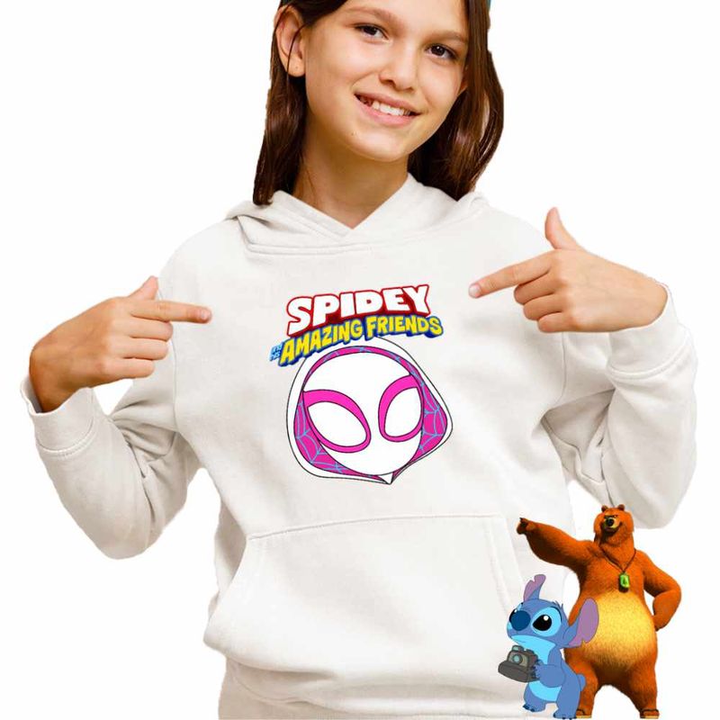 Fashion, accesorii si bijuterii - Copii - Imbracaminte copii - Pulovere si hanorace copii - Hanorac Copii Fete Fantoma Paianjen Spidey, alb, marime L Copii - Infinity.ro