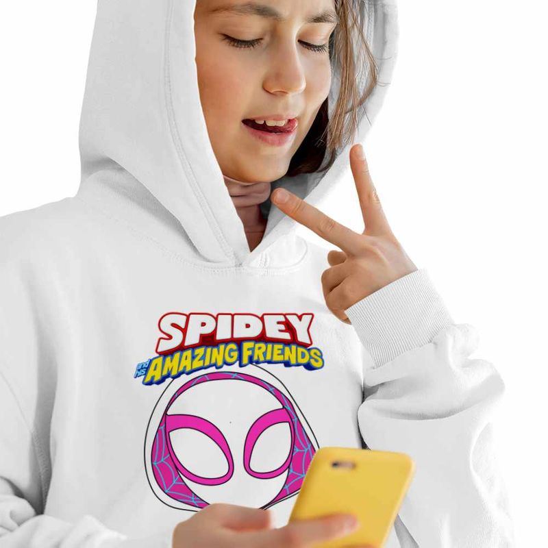 Fashion, accesorii si bijuterii - Copii - Imbracaminte copii - Pulovere si hanorace copii - Hanorac Copii Fete Fantoma Paianjen Spidey, alb, marime L Copii - Infinity.ro