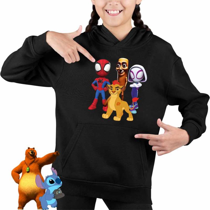 Fashion, accesorii si bijuterii - Copii - Imbracaminte copii - Pulovere si hanorace copii - Hanorac Copii Fete Tung Sahur Garda Felina Paienjenel TikTok, negru, marime S Copii - Infinity.ro