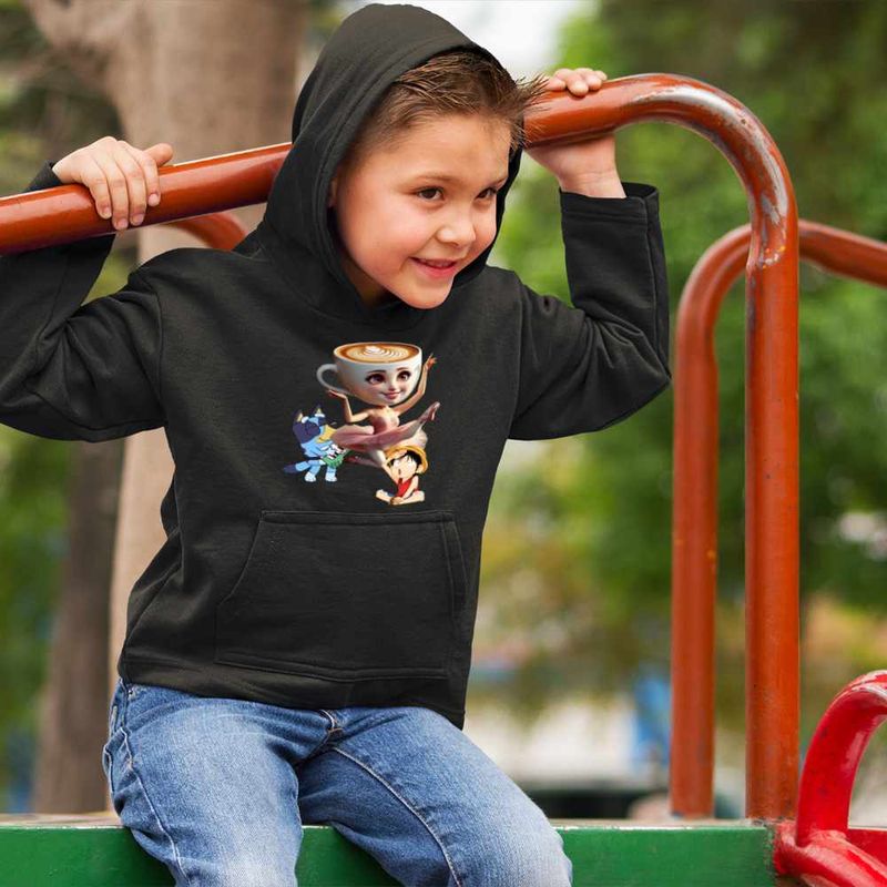 Fashion, accesorii si bijuterii - Copii - Imbracaminte copii - Pulovere si hanorace copii - Hanorac Copii Baieti Bluey Balerina Capucina One Piece, negru, marime M Copii - Infinity.ro