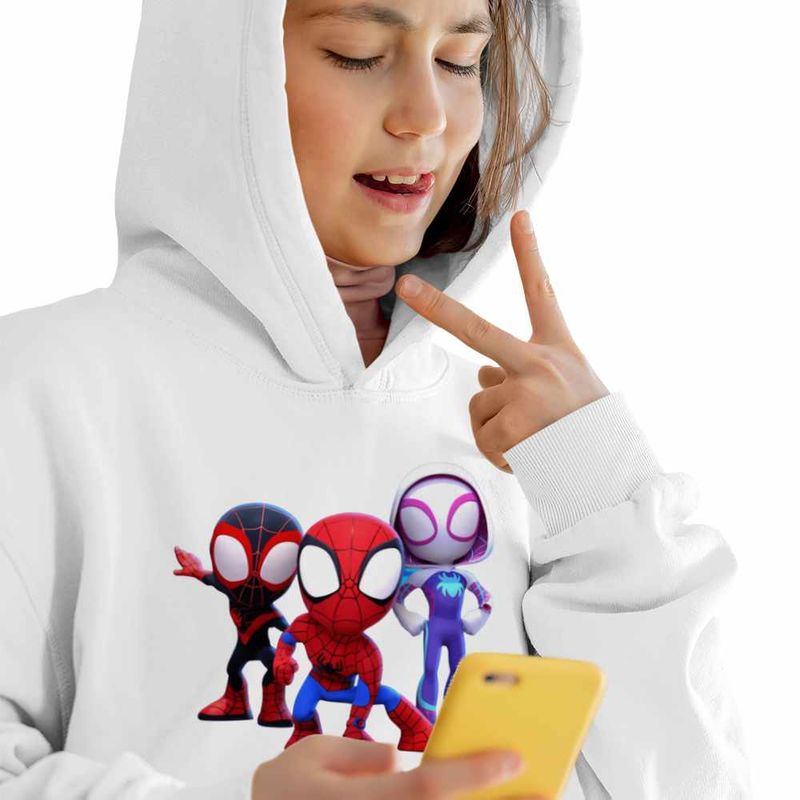 Fashion, accesorii si bijuterii - Copii - Imbracaminte copii - Pulovere si hanorace copii - Hanorac Copii Fete Paienjenelul Marvel All Team, alb, marime S Copii - Infinity.ro