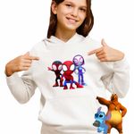 Fashion, accesorii si bijuterii - Copii - Imbracaminte copii - Pulovere si hanorace copii - Hanorac Copii Fete Paienjenelul Marvel All Team, alb, marime S Copii - Infinity.ro