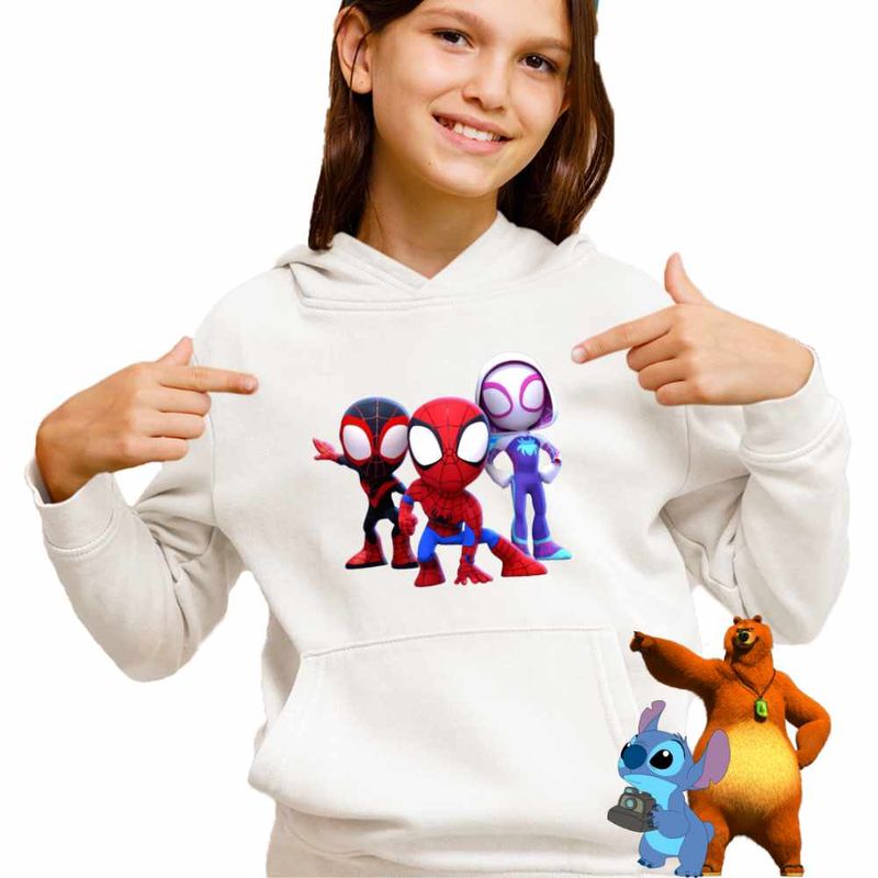 Fashion, accesorii si bijuterii - Copii - Imbracaminte copii - Pulovere si hanorace copii - Hanorac Copii Fete Paienjenelul Marvel All Team, alb, marime S Copii - Infinity.ro