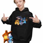 Fashion, accesorii si bijuterii - Copii - Imbracaminte copii - Pulovere si hanorace copii - Hanorac Copii Baieti Tralalero Tralala Garda Felina Stitch Meme, negru, marime L Copii - Infinity.ro