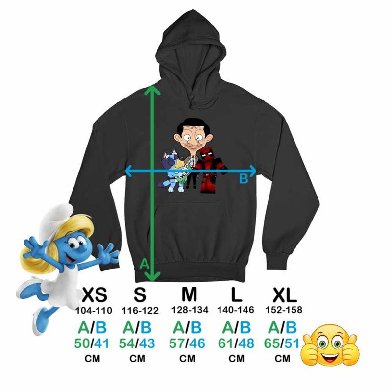 Fashion, accesorii si bijuterii - Copii - Imbracaminte copii - Pulovere si hanorace copii - Hanorac Copii Baieti Mr Bean Bluey Tiktok, negru, marime M Copii - Infinity.ro