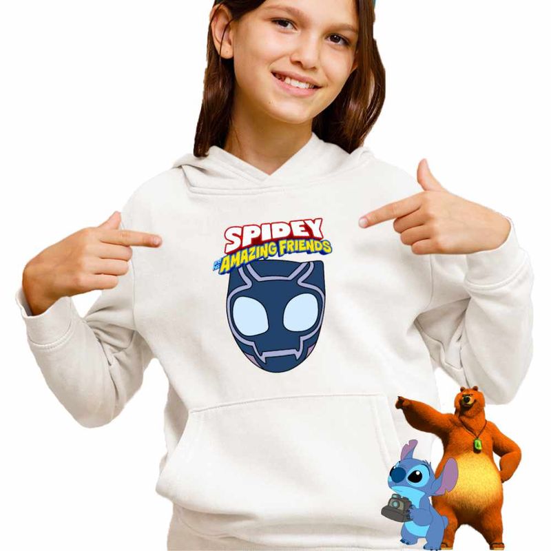 Fashion, accesorii si bijuterii - Copii - Imbracaminte copii - Pulovere si hanorace copii - Hanorac Copii Fete Pantera Neagra Paienjenel, alb, marime XL Copii - Infinity.ro