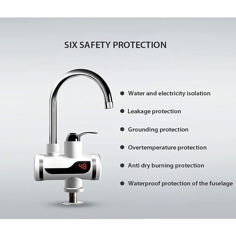 Casa si Gradina - Sanitare - Lavoar baie si accesorii - Baterii sanitare - Robinet Electric Pentru Incalzirea Apei, Afisaj Digital, Prindere Pe Chiuveta,  Incalzire Instanta, Consum Redus - Infinity.ro