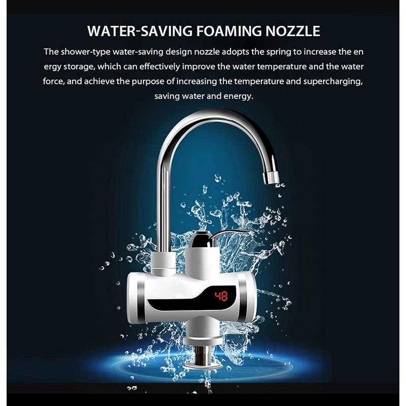 Casa si Gradina - Sanitare - Lavoar baie si accesorii - Baterii sanitare - Robinet Electric Pentru Incalzirea Apei, Afisaj Digital, Prindere Pe Chiuveta,  Incalzire Instanta, Consum Redus - Infinity.ro