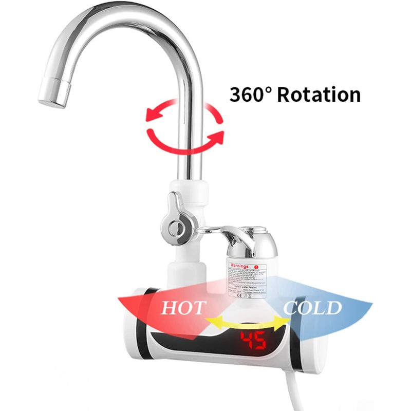 Casa si Gradina - Sanitare - Lavoar baie si accesorii - Baterii sanitare - Robinet Electric Pentru Incalzirea Apei, Afisaj Digital, Prindere Pe Chiuveta,  Incalzire Instanta, Consum Redus - Infinity.ro