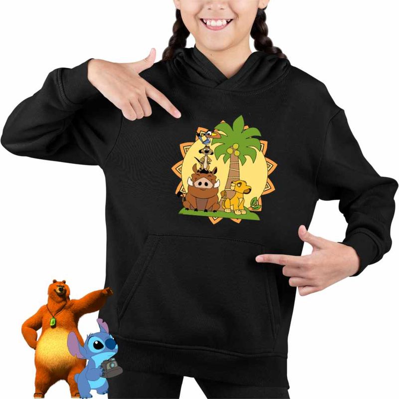 Fashion, accesorii si bijuterii - Copii - Imbracaminte copii - Pulovere si hanorace copii - Hanorac Copii Fete Timon Pumba Simba Regele Leu, negru, marime XS Copii - Infinity.ro
