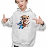 Fashion, accesorii si bijuterii - Copii - Imbracaminte copii - Pulovere si hanorace copii - Hanorac Copii Baieti Stitch Balerina Cappucina Tiktok, alb, marime M Copii - Infinity.ro