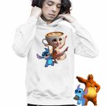 Fashion, accesorii si bijuterii - Copii - Imbracaminte copii - Pulovere si hanorace copii - Hanorac Copii Baieti Stitch Balerina Cappucina Tiktok, alb, marime M Copii - Infinity.ro