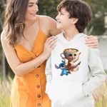 Fashion, accesorii si bijuterii - Copii - Imbracaminte copii - Pulovere si hanorace copii - Hanorac Copii Baieti Stitch Balerina Cappucina Tiktok, alb, marime M Copii - Infinity.ro