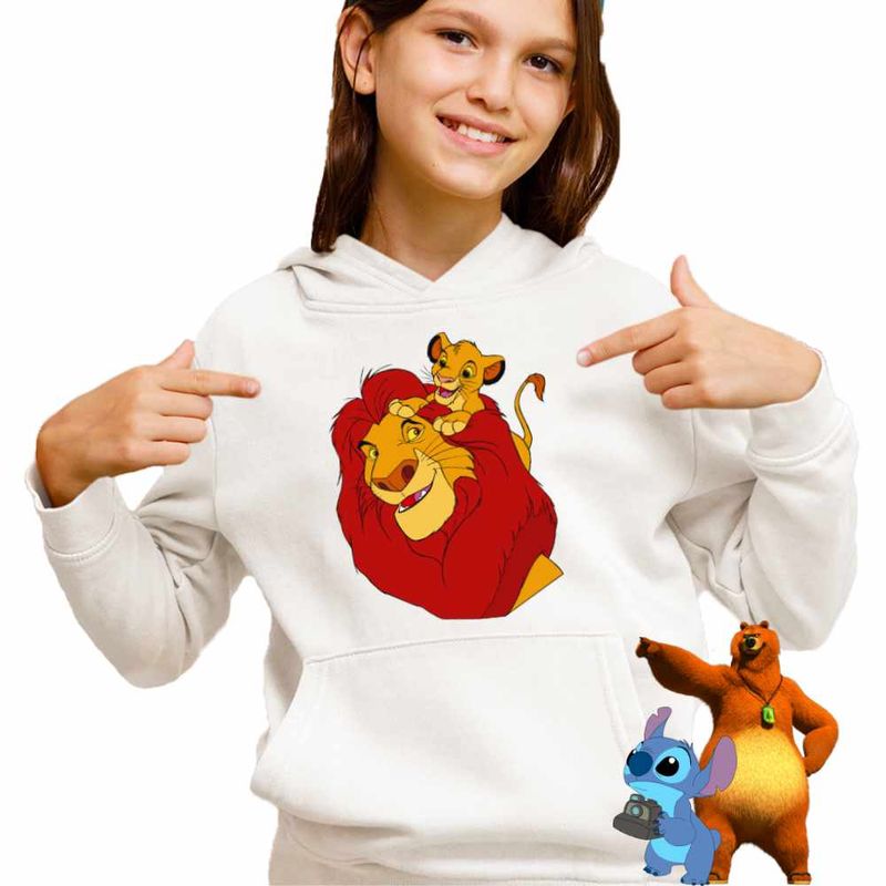 Fashion, accesorii si bijuterii - Copii - Imbracaminte copii - Pulovere si hanorace copii - Hanorac Copii Fete Regele Leu Mufasa Simba, alb, marime S Copii - Infinity.ro