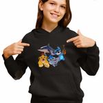 Fashion, accesorii si bijuterii - Copii - Imbracaminte copii - Pulovere si hanorace copii - Hanorac Copii Fete Tralalero Tralala Garda Felina Stitch Meme, negru, marime L Copii - Infinity.ro