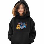 Fashion, accesorii si bijuterii - Copii - Imbracaminte copii - Pulovere si hanorace copii - Hanorac Copii Fete Tralalero Tralala Garda Felina Stitch Meme, negru, marime L Copii - Infinity.ro