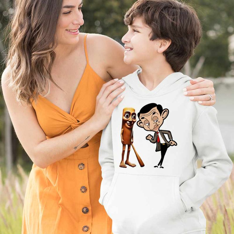 Fashion, accesorii si bijuterii - Copii - Imbracaminte copii - Pulovere si hanorace copii - Hanorac Copii Baieti Mr Bean Tung Tung Sahur, alb, marime L Copii - Infinity.ro