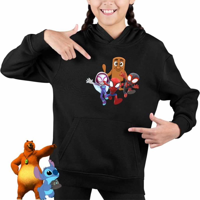 Fashion, accesorii si bijuterii - Copii - Imbracaminte copii - Pulovere si hanorace copii - Hanorac Copii Fete Paienjenel Tung Sahur Fantoma Spin, negru, marime XS Copii - Infinity.ro