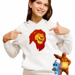Fashion, accesorii si bijuterii - Copii - Imbracaminte copii - Pulovere si hanorace copii - Hanorac Copii Fete Regele Leu Mufasa, alb, marime XL Copii - Infinity.ro