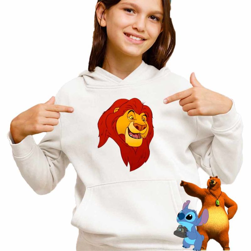 Fashion, accesorii si bijuterii - Copii - Imbracaminte copii - Pulovere si hanorace copii - Hanorac Copii Fete Regele Leu Mufasa, alb, marime XL Copii - Infinity.ro
