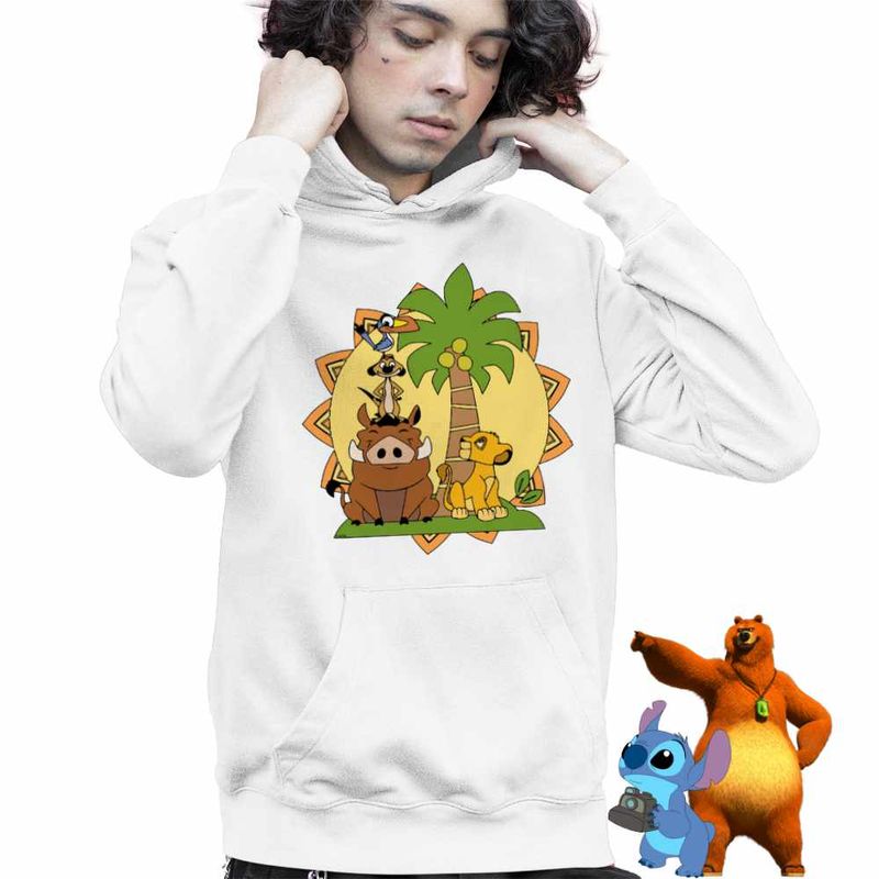 Fashion, accesorii si bijuterii - Copii - Imbracaminte copii - Pulovere si hanorace copii - Hanorac Copii Baieti Timon Pumba Simba Regele Leu, alb, marime S Copii - Infinity.ro