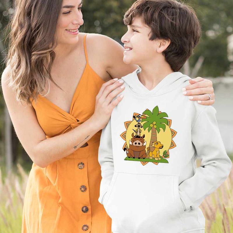 Fashion, accesorii si bijuterii - Copii - Imbracaminte copii - Pulovere si hanorace copii - Hanorac Copii Baieti Timon Pumba Simba Regele Leu, alb, marime S Copii - Infinity.ro