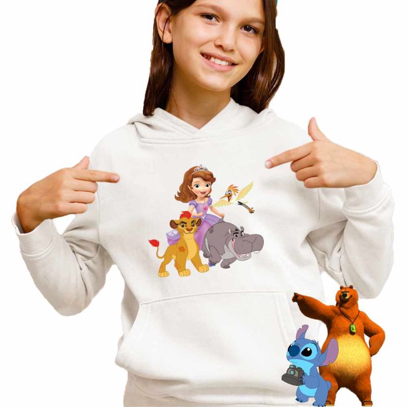 Fashion, accesorii si bijuterii - Copii - Imbracaminte copii - Pulovere si hanorace copii - Hanorac Copii Fete Garda Felina Sofia Beshte Ono, alb, marime XL Copii - Infinity.ro