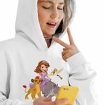 Fashion, accesorii si bijuterii - Copii - Imbracaminte copii - Pulovere si hanorace copii - Hanorac Copii Fete Garda Felina Sofia Beshte Ono, alb, marime XL Copii - Infinity.ro