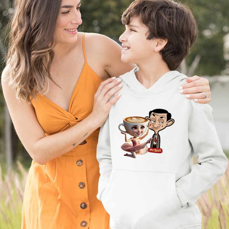Fashion, accesorii si bijuterii - Copii - Imbracaminte copii - Pulovere si hanorace copii - Hanorac Copii Baieti Mr Bean Ballerina Capucina Meme, alb, marime XL Copii - Infinity.ro