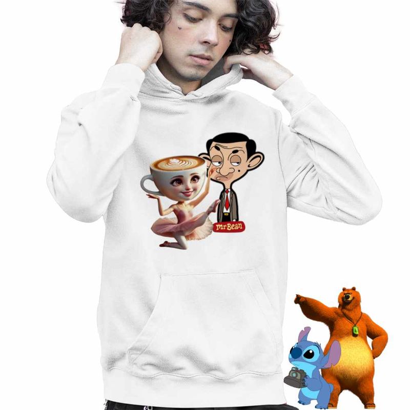 Fashion, accesorii si bijuterii - Copii - Imbracaminte copii - Pulovere si hanorace copii - Hanorac Copii Baieti Mr Bean Ballerina Capucina Meme, alb, marime XL Copii - Infinity.ro