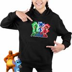 Fashion, accesorii si bijuterii - Copii - Imbracaminte copii - Pulovere si hanorace copii - Hanorac Copii Fete Eroii in Pijama PJ Masks Action, negru, marime XL Copii - Infinity.ro