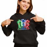 Fashion, accesorii si bijuterii - Copii - Imbracaminte copii - Pulovere si hanorace copii - Hanorac Copii Fete Eroii in Pijama PJ Masks Action, negru, marime XL Copii - Infinity.ro