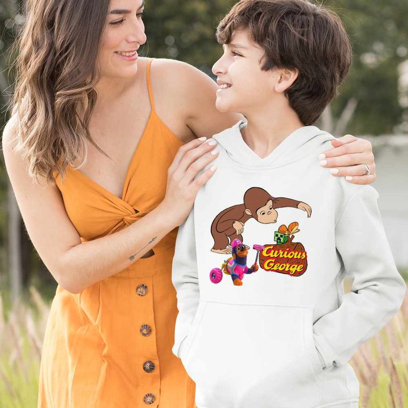 Fashion, accesorii si bijuterii - Copii - Imbracaminte copii - Pulovere si hanorace copii - Hanorac Copii Baieti Curious George Creeper Gradina Zoologica, alb, marime L Copii - Infinity.ro