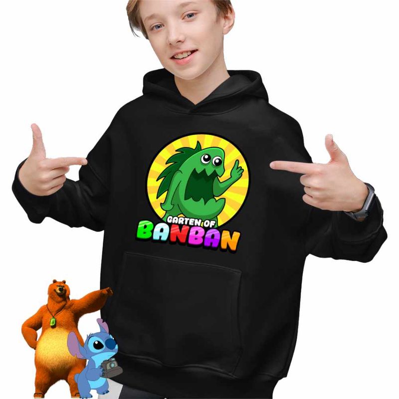 Fashion, accesorii si bijuterii - Copii - Imbracaminte copii - Pulovere si hanorace copii - Hanorac Copii Baieti Banban Stinky Joel Dinozaur, negru, marime XL Copii - Infinity.ro