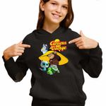 Fashion, accesorii si bijuterii - Copii - Imbracaminte copii - Pulovere si hanorace copii - Hanorac Copii Fete Curiosul George Bluey Super Pisicute Robogobo, negru, marime XS Copii - Infinity.ro