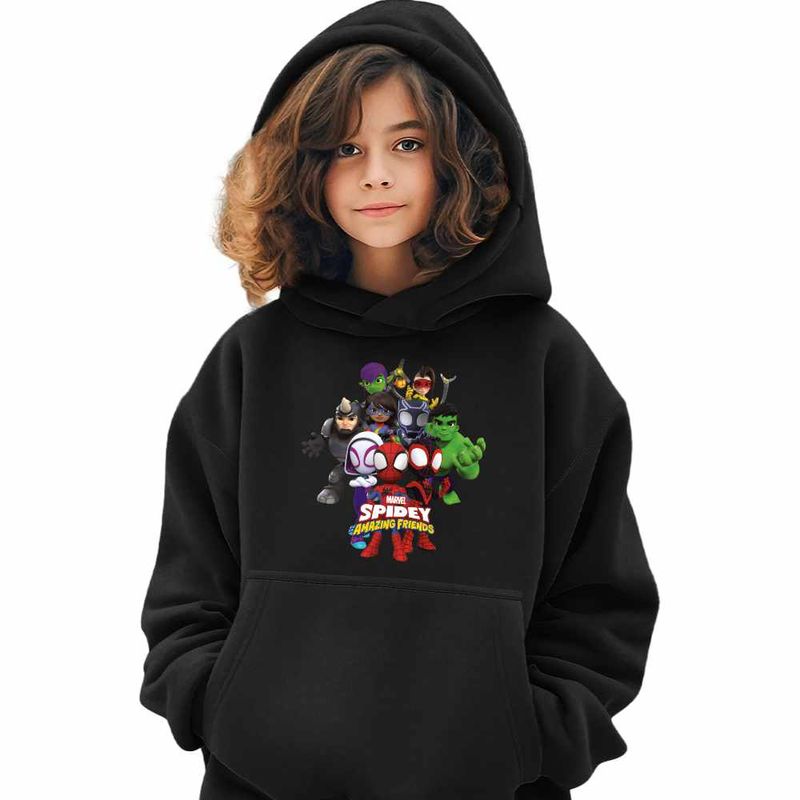 Fashion, accesorii si bijuterii - Copii - Imbracaminte copii - Pulovere si hanorace copii - Hanorac Copii Fete Paienjenelul Marvel si prietenii lui uimitori, negru, marime M Copii - Infinity.ro