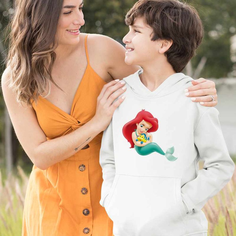 Fashion, accesorii si bijuterii - Copii - Imbracaminte copii - Pulovere si hanorace copii - Hanorac Copii Baieti Mica Sirena Baby Flounder Ariel Little Mermaid, alb, marime XS Copii - Infinity.ro