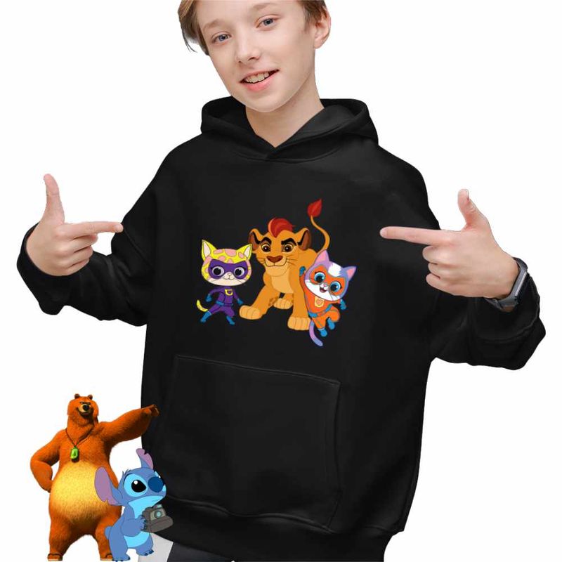 Fashion, accesorii si bijuterii - Copii - Imbracaminte copii - Pulovere si hanorace copii - Hanorac Copii Baieti Sclipi Ghem Kion Garda Felina Super Pisicute, negru, marime XS Copii - Infinity.ro