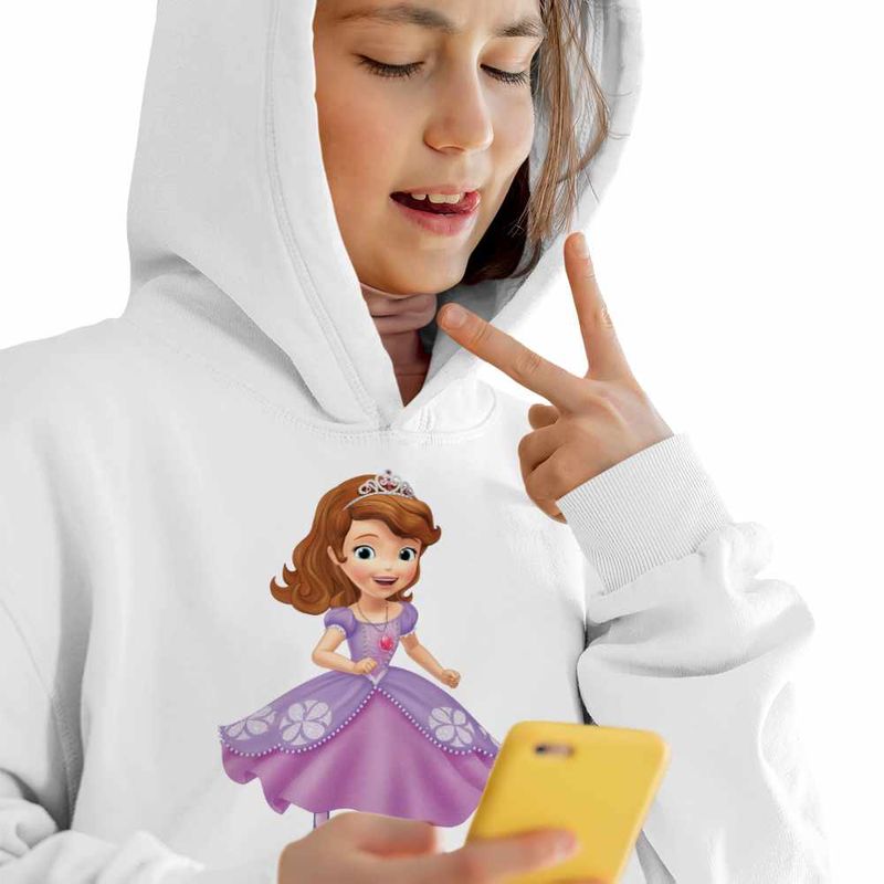 Fashion, accesorii si bijuterii - Copii - Imbracaminte copii - Pulovere si hanorace copii - Hanorac Copii Fete Sofia Intai Alearga Vesela, alb, marime M Copii - Infinity.ro