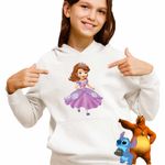 Fashion, accesorii si bijuterii - Copii - Imbracaminte copii - Pulovere si hanorace copii - Hanorac Copii Fete Sofia Intai Alearga Vesela, alb, marime M Copii - Infinity.ro