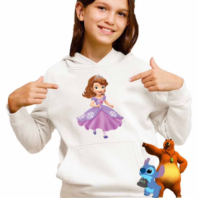 Fashion, accesorii si bijuterii - Copii - Imbracaminte copii - Pulovere si hanorace copii - Hanorac Copii Fete Sofia Intai Alearga Vesela, alb, marime M Copii - Infinity.ro
