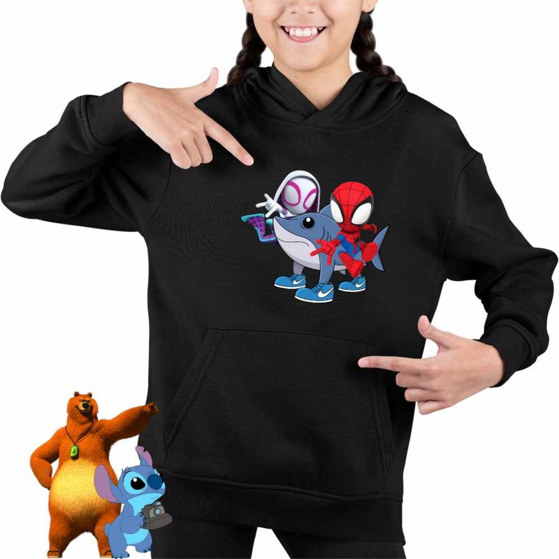 Fashion, accesorii si bijuterii - Copii - Imbracaminte copii - Pulovere si hanorace copii - Hanorac Copii Fete Paienjenel Tralalero Tralala Fantoma Paianjen Brainrot, negru, marime M Copii - Infinity.ro