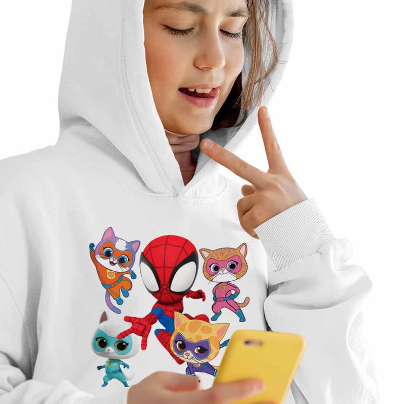 Fashion, accesorii si bijuterii - Copii - Imbracaminte copii - Pulovere si hanorace copii - Hanorac Copii Fete Super Pisicute Paienjenel, alb, marime XS Copii - Infinity.ro