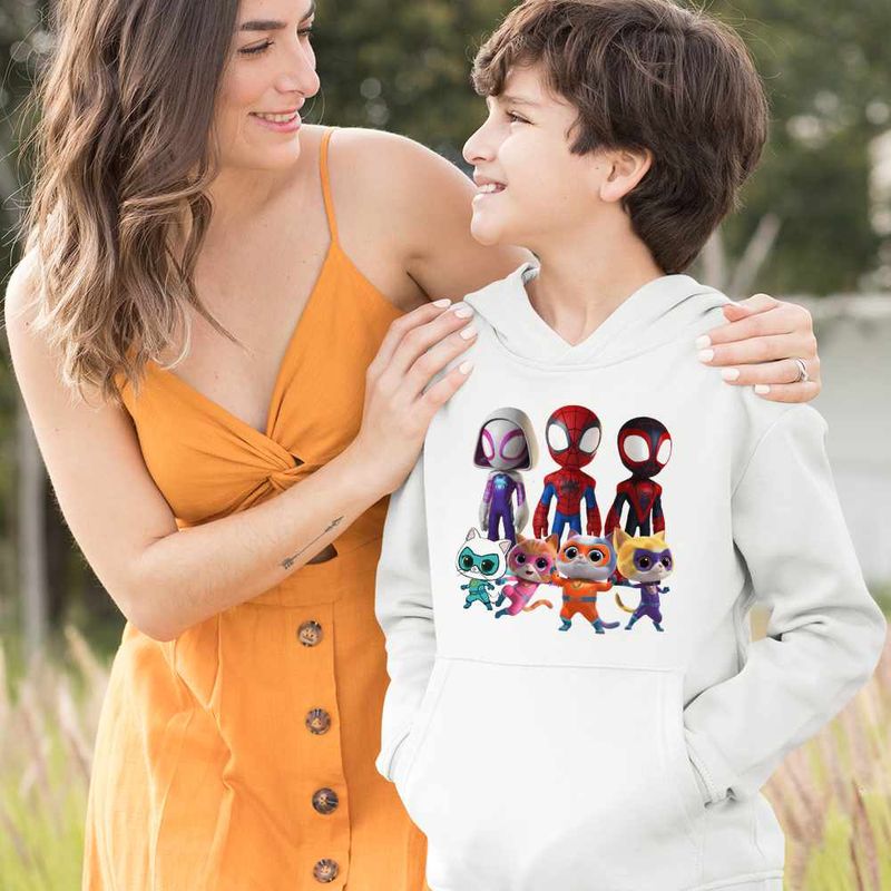 Fashion, accesorii si bijuterii - Copii - Imbracaminte copii - Pulovere si hanorace copii - Hanorac Copii Baieti Paienjenel Spin Fantoma Super Pisicute, alb, marime L Copii - Infinity.ro