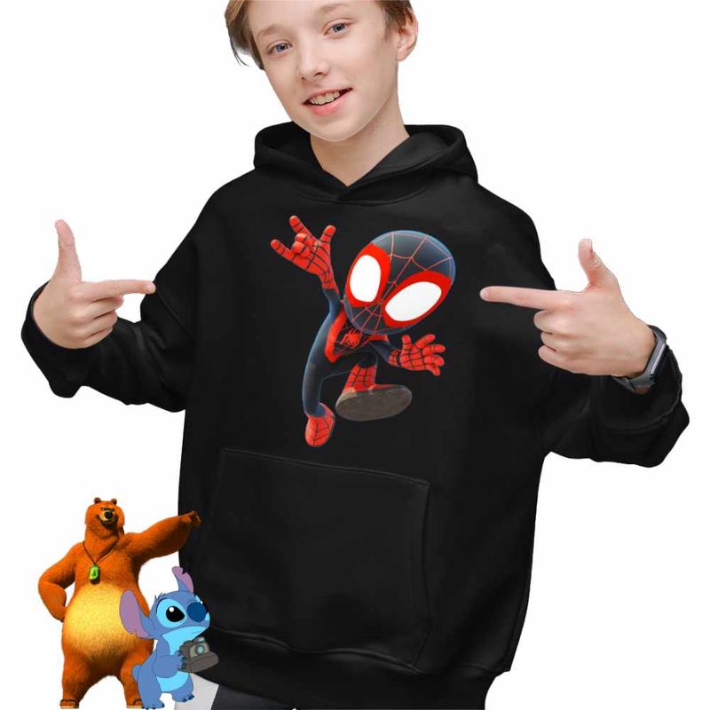 Fashion, accesorii si bijuterii - Copii - Imbracaminte copii - Pulovere si hanorace copii - Hanorac Copii Baieti Spin Miles Morales Marvel, negru, marime S Copii - Infinity.ro