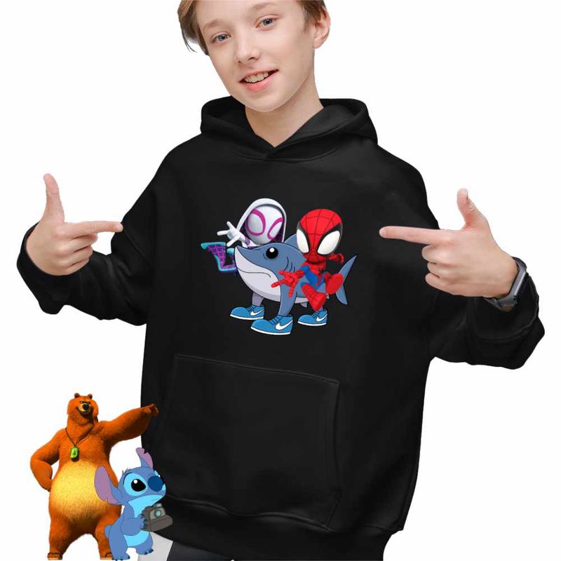 Fashion, accesorii si bijuterii - Copii - Imbracaminte copii - Pulovere si hanorace copii - Hanorac Copii Baieti Paienjenel Tralalero Tralala Fantoma Paianjen Brainrot, negru, marime S Copii - Infinity.ro
